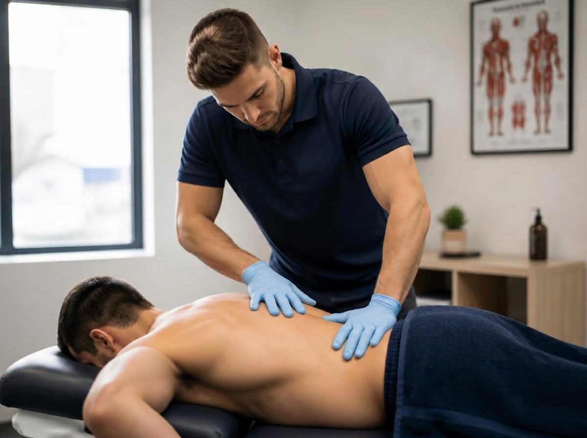 Physiotherapist treating a patient's arm at G B Clinics in Botley, Oxford